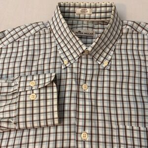 Peter Millar Men's M Tartan Plaid‎ Button Down Shirt Long Sleeve Casual Dress